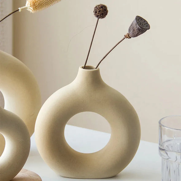 Circular Hollow Ceramic Vase