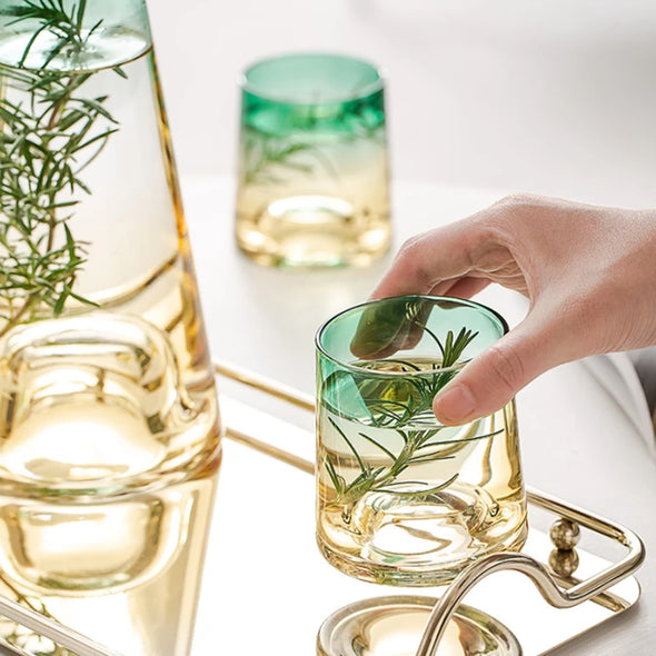 5Pcs Transparent Gradient Pitcher Tea Cup Set