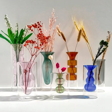 Double Layer Colored Glass Vase