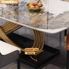 Free Shipping Marble Dining Room Tables Set 4 6 Chairs Ltalian Luxury Table Stainless Steel Gold Base Furniture Mesa Comedor