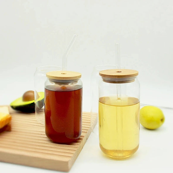 Creative Glass Cup With Bamboo Lid